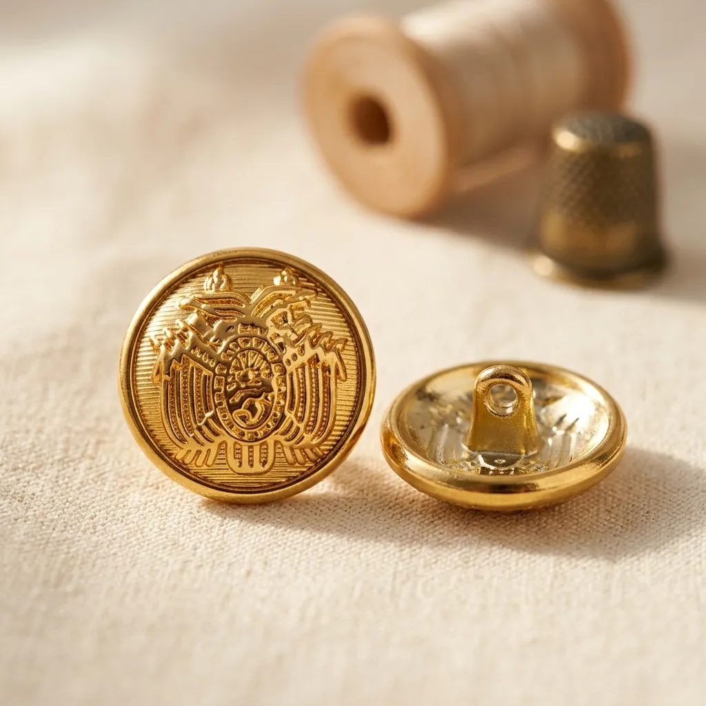 [H91] BOTON MILITAR DORADO 17MM DE ALEACION DE ZINC (ESCUDO)