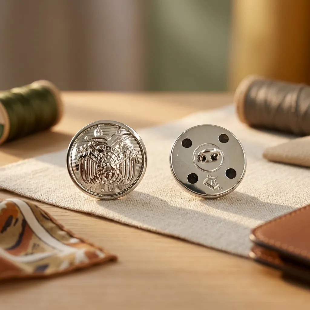 BOTON MILITAR PLATEADO  24MM (ESCUDO)