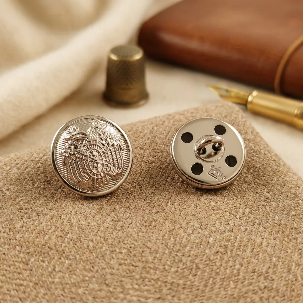 [H25] BOTON MILITAR PLATEADO 12MM (ESCUDO)