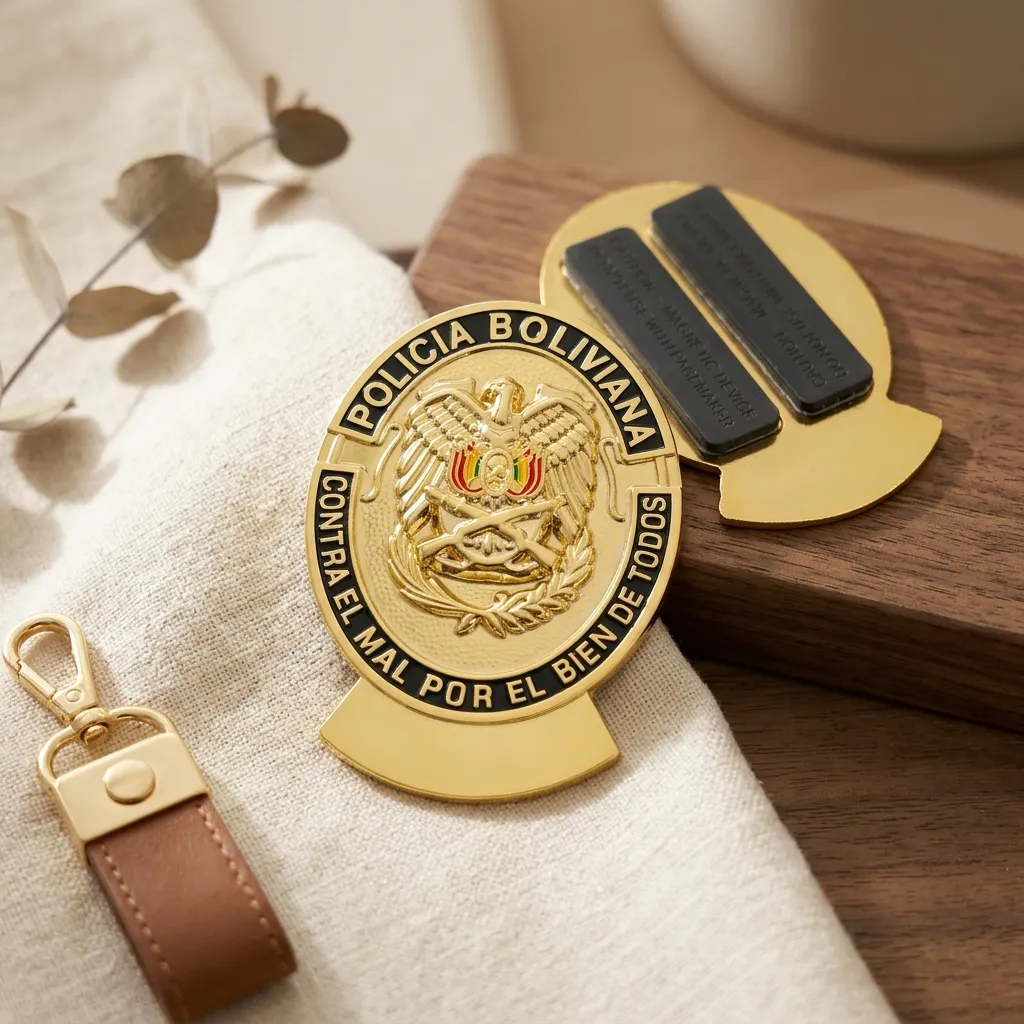 [H69] PLACA POLICIAL CON 2 IMANES 46 MM
