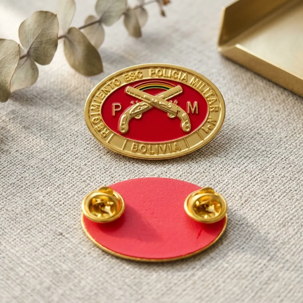 [H423] EMBLEMA POLICIA MILITAR PM EN TONO DORADO